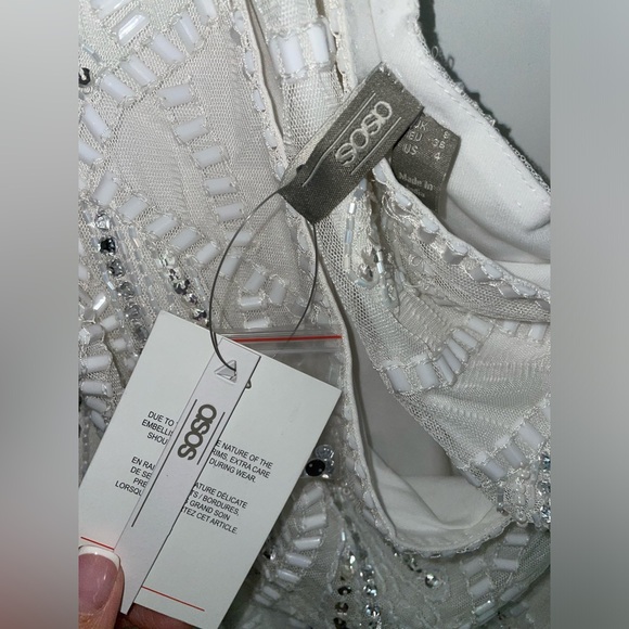 ASOS Design long sleeve splice detail embellished midi dress women’s size 4 - Picture 7 of 11